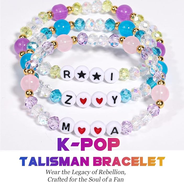 AICase for Korea-Pop Merch Gifts Toys Inspired Bracelets 3 Pcs Stackable Stretch Friendship Beaded Bracelets for Unique Merchandise Jewelry Gifts for Fans Women Men Stocking Stuffers_Crystal