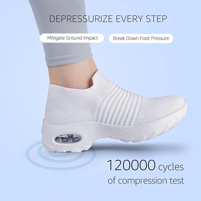 HKR Women's Walking Shoes Arch Support Non Slip Work Shoes Breathable Knit Upper Lightweight for Plantar Fasciitis