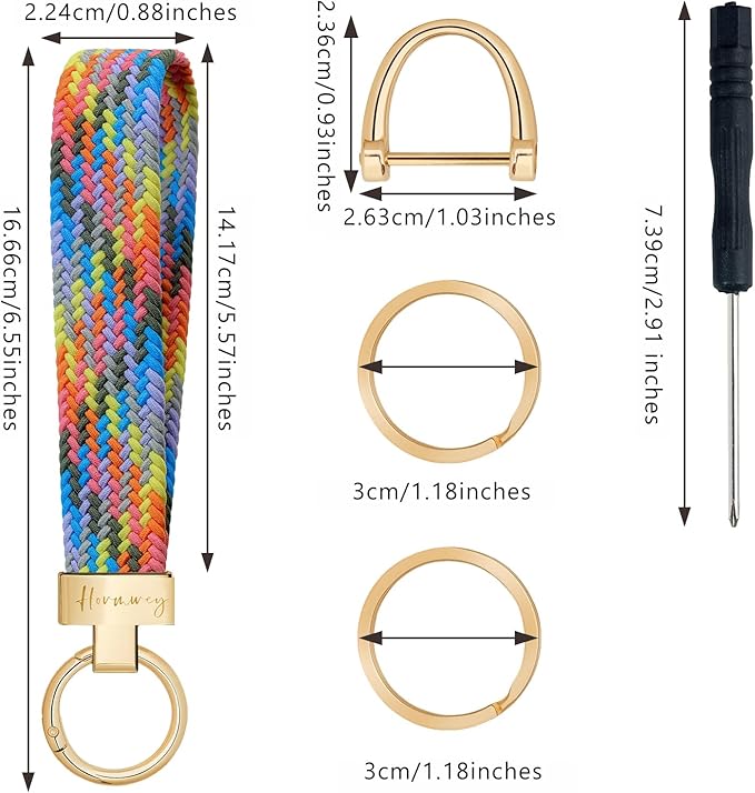 Hovmwey Elastic Wristlet Keychain for Women Men, Cute Car Key Chain, Braided Wrist Strap Lanyard for Keys ID Badges