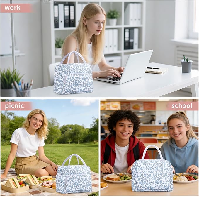 Lunch Box for Women Insulated Lunch Bag Women Adult Cute Lunch Bags Reusable Lunchbox Cooler Tote Bag for Work Picnic