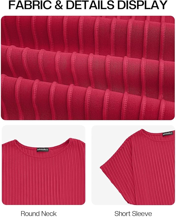 JUSTFASHIONNOW Womens Short Sleeve Blouses Business Casual Tops Crew Neck Basic Tees Textured Work Shirts Cute Office Outfits