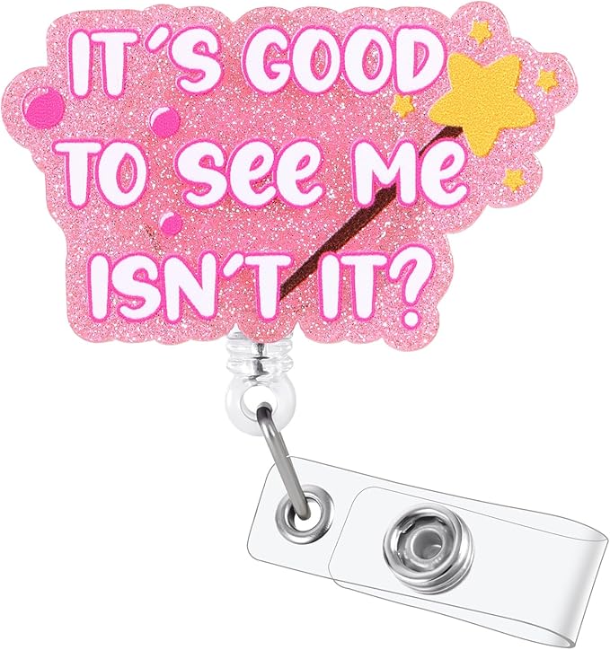It's Good to See me Isn't it Halloween Badge Reel, Retractable ID Card Funny Badge Holder, Interchangeable Theater Gifts, Office Stocking Stuffer, Doctor Nurse Teacher Badge Buddy