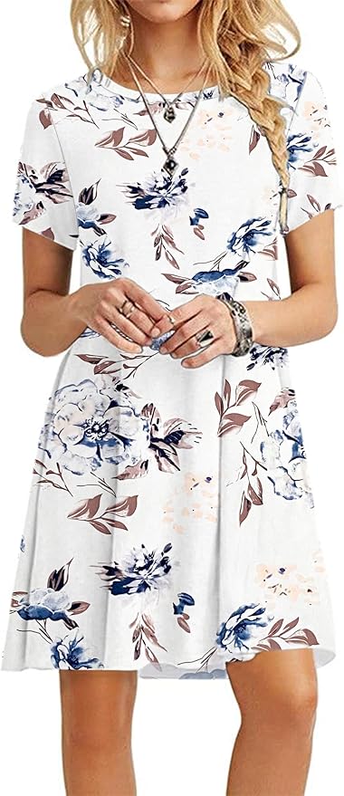 MOLERANI Women's Casual Plain Simple T-Shirt Loose Dress
