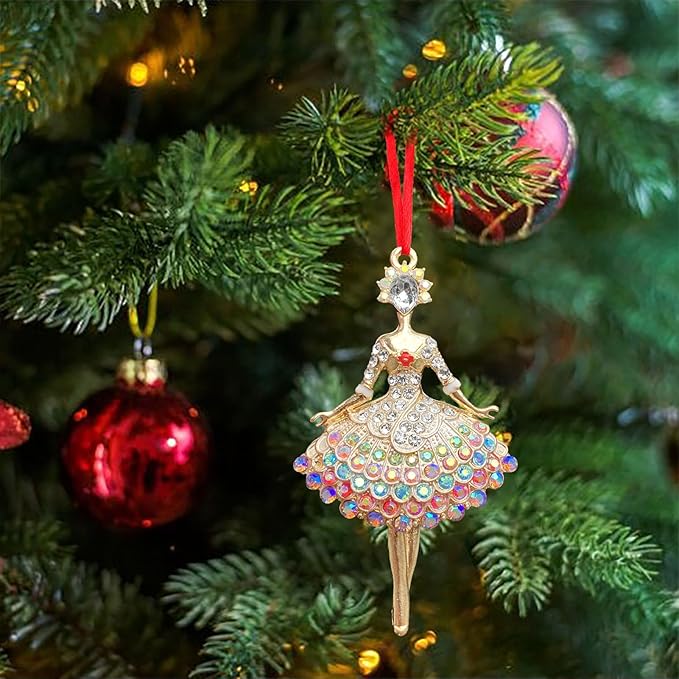 Ushinemi Ballerina Ornament for Christmas Tree 2024 - Sparkles Hanging Keepsake Gift for Kids Girls Tree Decor - B