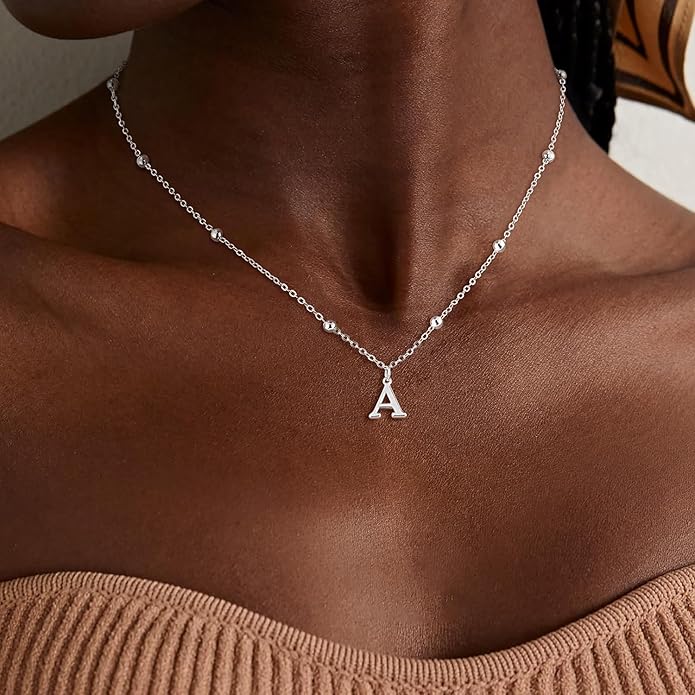 MDIEEL Initial Necklaces for Women Dainty 14k Gold Plated A-Z Letter Pendant Name Necklaces Cute Charm Choker Fashion Accessories Non Tarnish Trendy Jewelry Gift