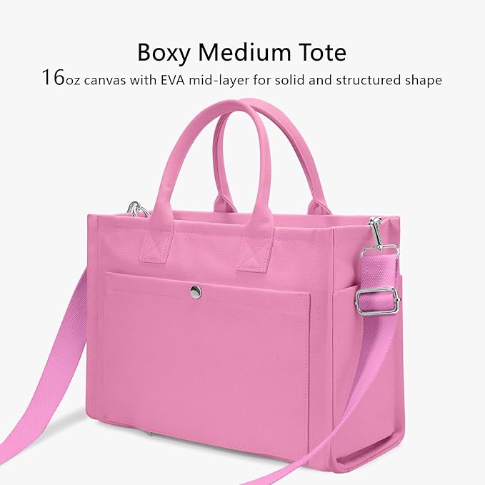 TOPDesign Heavy-Duty Canvas Tote Bag for Women, Adjustable Crossbody/Shoulder Handbag with 9 Pockets, Everything Tote