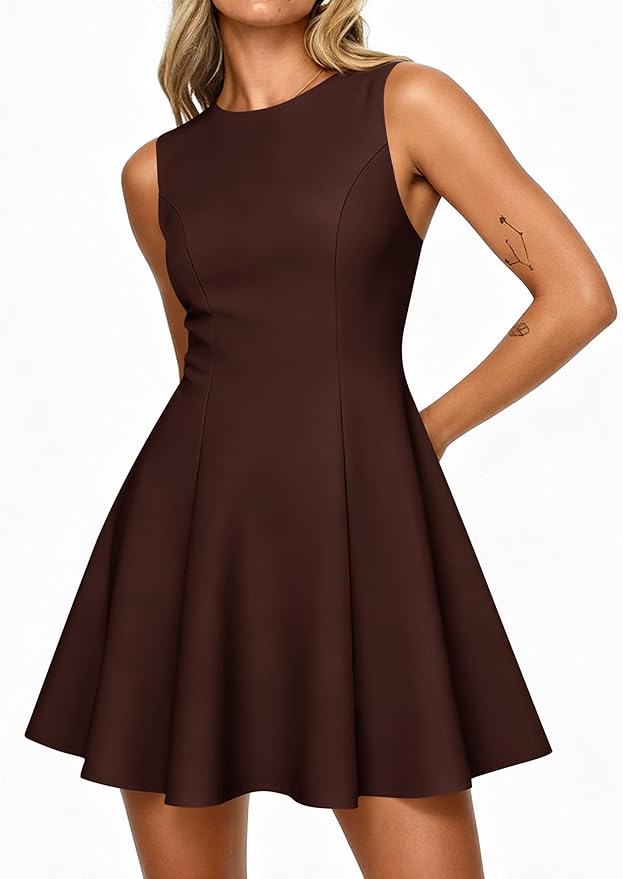 PRETTYGARDEN Summer Dresses for Women 2026 Elegant Sleeveless Boat Neck A Line Spring Formal Cocktail Party Mini Dress