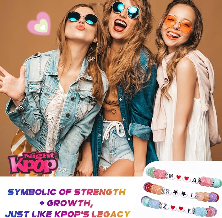 AICase for Korea-Pop Merch Gifts Toys Inspired Bracelets 3 Pcs Stackable Stretch Friendship Beaded Bracelets for Unique Merchandise Jewelry Gifts for Fans Women Men Stocking Stuffers_Crystal