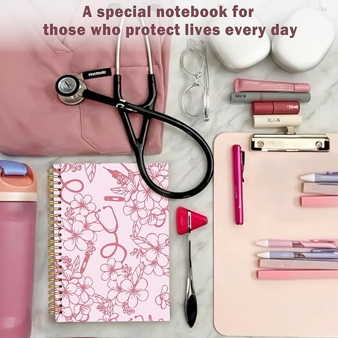 Lacama Nurse Gifts, Pink Nurse Notebook Journal for Women, Gifts for Nurses, Christmas Gift, Nursing School Essentials, Notebook for School Office Supplies 5.5x8.3 In