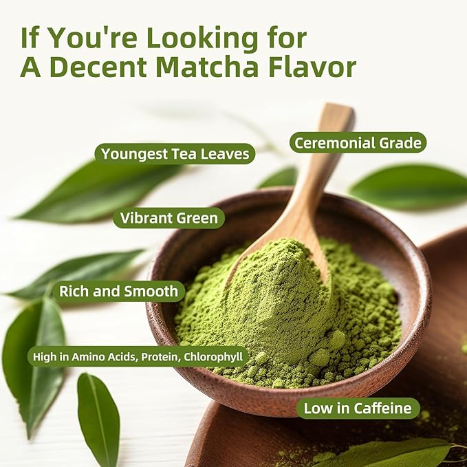GANOHERB Mushroom Matcha Powder Latte Mix, 7.4 Ounce, 7 Superfood Mushrooms with 25% Beta-Glucans, Lions Mane, Reishi, Chaga, Coconut Powder, Ceremonial Grade Matcha Tea