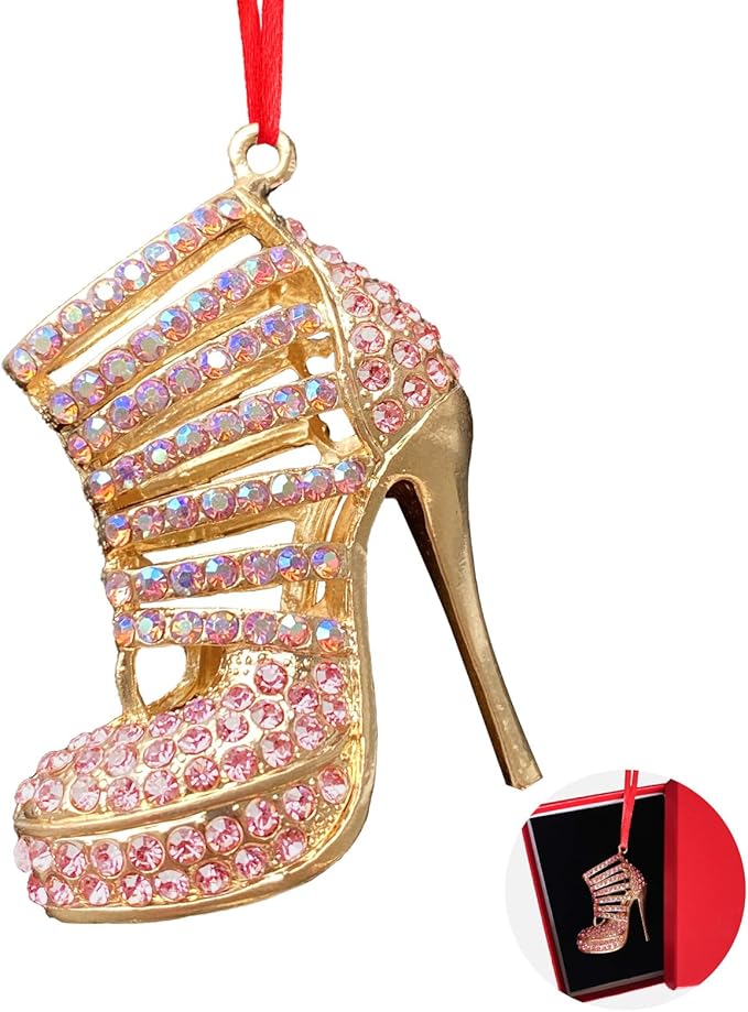 Ushinemi High Heel Shoe Ornaments for Christmas Tree, 2024 Hanging Ornament for Tree Decor, Sparkles Keepsake Gifts for Mom, Grandma, Women, Girls, Sisters