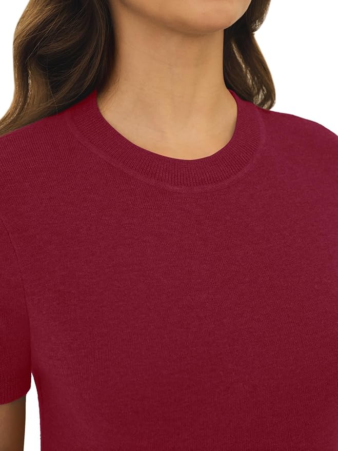 Women's Soft Short Sleeve Wool Blend Pullover Sweater for Business Casual & Fashion