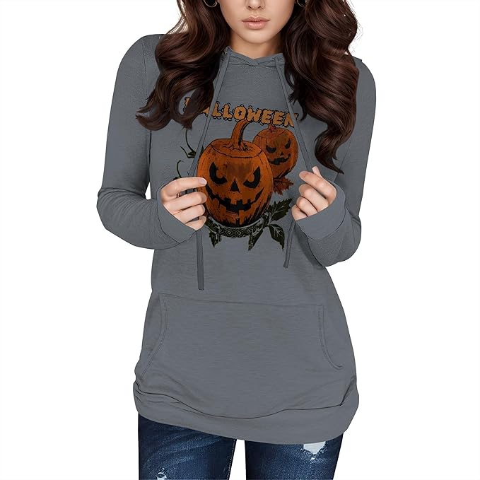 domirica Halloween Womens Pullover Sweatshirts Trendy Drawstring Fall Sweatshirt Halloween Best Gift For Wife And Daughter