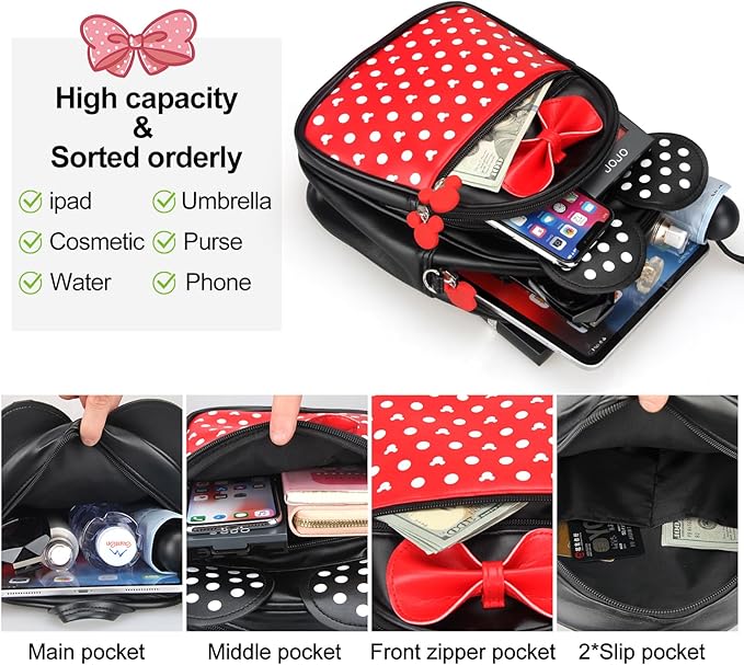 Voikukka Mini Backpack for Girls Small Backpacks Cute Little Kids Mini Mouse Backpacks for Toddler Girl Backpack Purse Gift Leather Child Crossbody Bag Children Travel Toys Baby Girl Purse