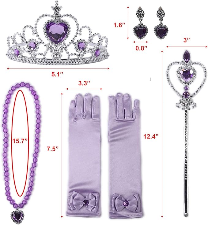 Orgrimmar Princess Dress Up Accessories Gloves Tiara Crown Wand Necklaces Presents for Kids Girls