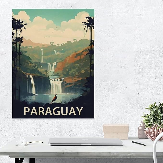 Jigsaw Puzzle 1000 Pieces for Adults，Paraguay Vintage Travel Poster，Teens Boys Girls Puzzles Difficult Thick Sturdy Pieces Challenging Puzzle for Party Games（38x26cm）-BH8