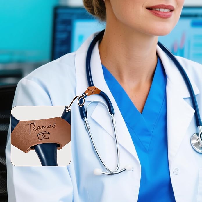 QYH Stethoscope Name Tag Personalized Stethoscope Accessories Custom Nurse Stethoscope Charms Name Tag, Thoughtful Engraved Gift for Nurses, Doctors, Vets & Medical Students