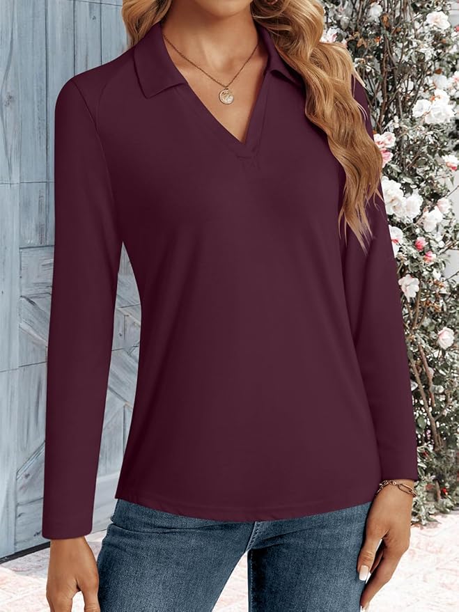 3/4 Length Sleeve Womens Tops Dressy Casual V Neck Polo Shirts Business Work Blouses 2025 Trendy Tunic Top
