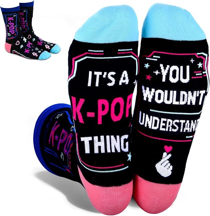 Kpop Socks, Kpop Merch for Girls, K Pop Fans, Lovers,K Pop Singing Socks for Singers 7-9 Years Girls, Music Gifts for Women, Teen Girl Valentines Day Gift, Korean K-pop Christmas Birthday Decorations