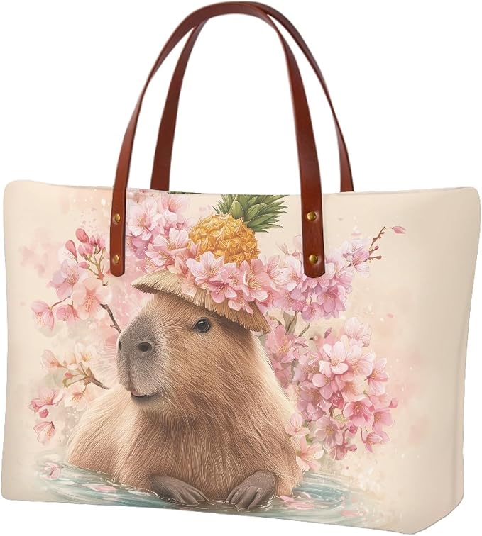 Womens Zip Up Tote Handbag Daisy Print Large Capacity Tote Purse Handbag Big Tote Bag Purse For Work Laptop