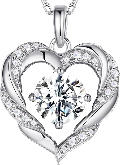 MOOSEA Valentines Day Gifts for Her, 1-3 Carat D Color VVS1 Clarity Moissanite Heart Pendant Necklaces Anniversary Birthday Gifts for Wife Mom Daughter 925 Sterling Silver Necklace