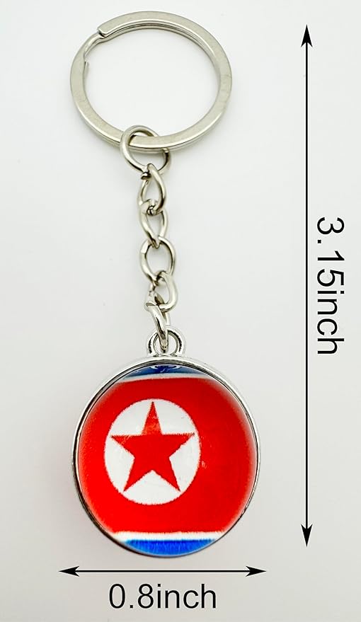 LLBFHH 3 Pcs North Korea Flag Key Chain,Cool Keychain for Car Keys, Stainless Steel Keyrings & Keychains,Used for Home Decoration, Jewelry Hanging Decorations.