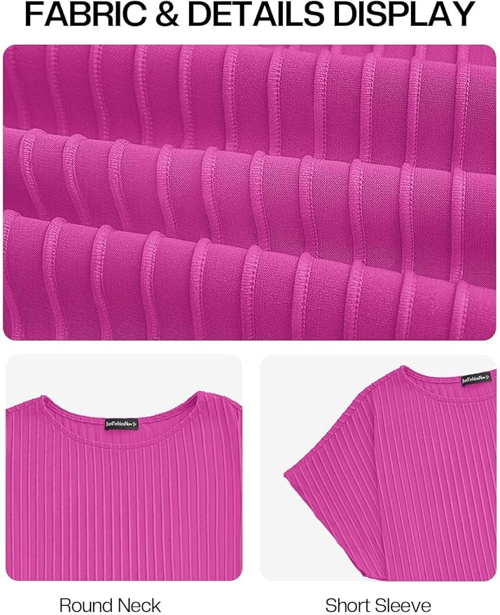 JUSTFASHIONNOW Womens Short Sleeve Blouses Business Casual Tops Crew Neck Basic Tees Textured Work Shirts Cute Office Outfits