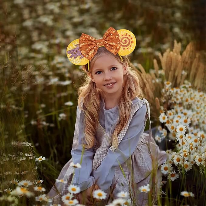 Seamoy Sequin Mouse Ears Headband, Lion King Animal Kingdom Park Ears, Sparkle Rose Gold Classic Ears Hairband