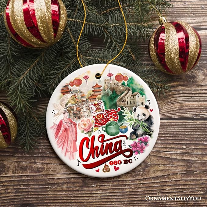 Vintage Artistic China Ornament, Chinese Heritage Gift and Keepsake