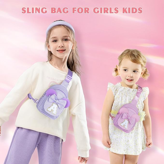 QLOVEA Sling Bag for Kids, Birthday Gifts for Little Girl, Personalized Birthday Gifts for Girls Kids, Initial Small Sling Bags for Girl Kid Daughter (Blue G)