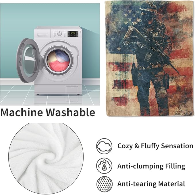 Police Blanket, Soft Warm Lightweight Cozy Plush American Flag Throw for Bed, Sofa, Office, Home Decor, Graduation Gifts for Dad, Son, Husband, Men 80"x60"