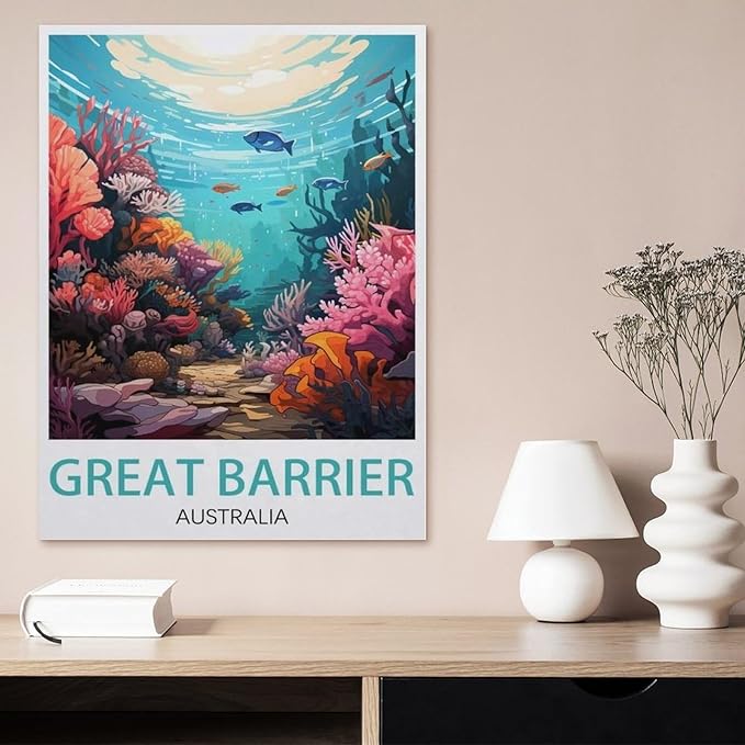 Jigsaw Puzzle 1000 Piece，Great Barrier Australia Vintage Travel Poster，Paper Jigsaw Puzzle for Kids Adult, Puzzle Game Toys Gift for Wall Decoration（50x70cm）-BD12
