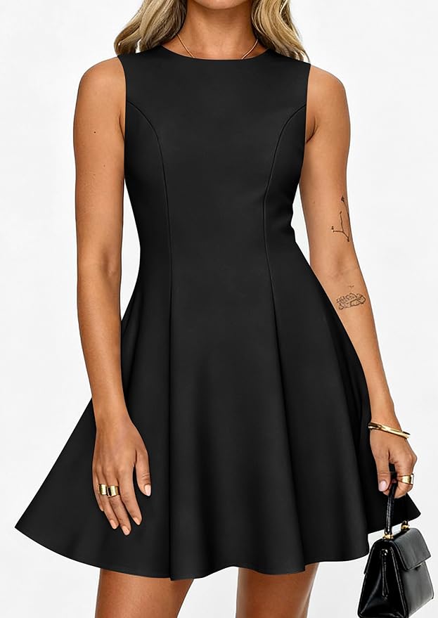 PRETTYGARDEN Summer Dresses for Women 2026 Elegant Sleeveless Boat Neck A Line Spring Formal Cocktail Party Mini Dress