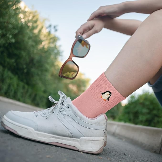 Eurzom 10 Pairs Socks Womens Crew Elastic Ankle Length Cotton Socks Aesthetic Cute Lightweight Low Cut Gifts for Women