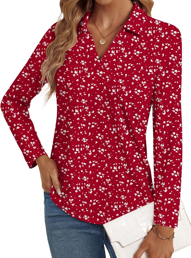 3/4 Length Sleeve Womens Tops Dressy Casual V Neck Polo Shirts Business Work Blouses 2025 Trendy Tunic Top