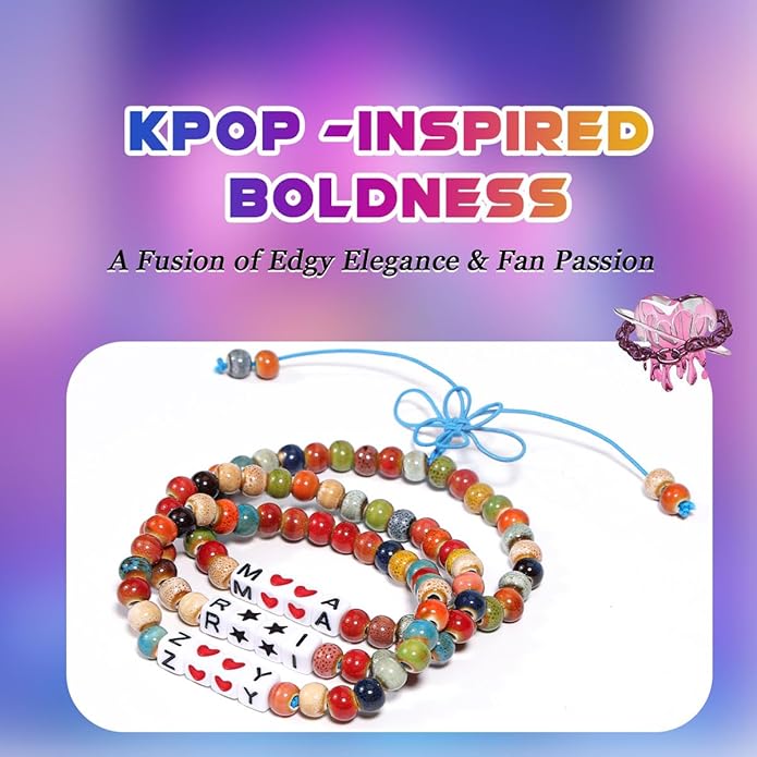 AICase for Korea-Pop Merch Gifts Toys Inspired Bracelets 3 Pcs Stackable Stretch Friendship Beaded Bracelets for Unique Merchandise Jewelry Gifts for Fans Women Men Stocking Stuffers_Crystal