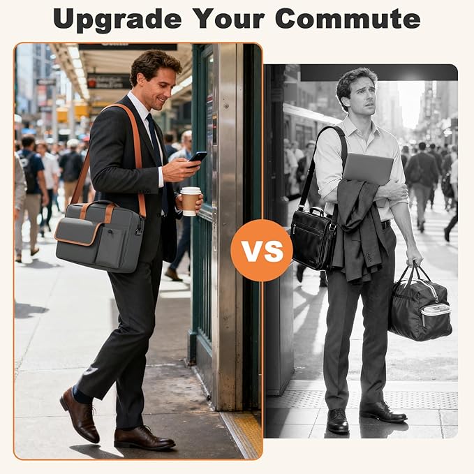 Insulated Lunch Bag & Laptop bag 2-in-1, 15.6 Inch Professional Tote for Men Women, 18L Lightweight Water-Resistant Work Bag with Bottle Pocket for Business, Office, Engineers, Teachers - Black Brown