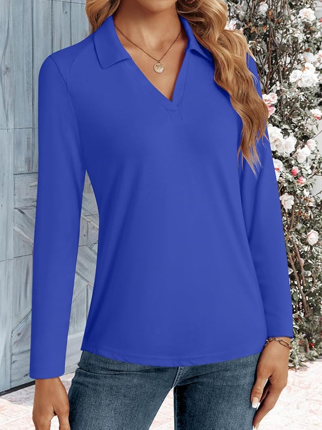 3/4 Length Sleeve Womens Tops Dressy Casual V Neck Polo Shirts Business Work Blouses 2025 Trendy Tunic Top