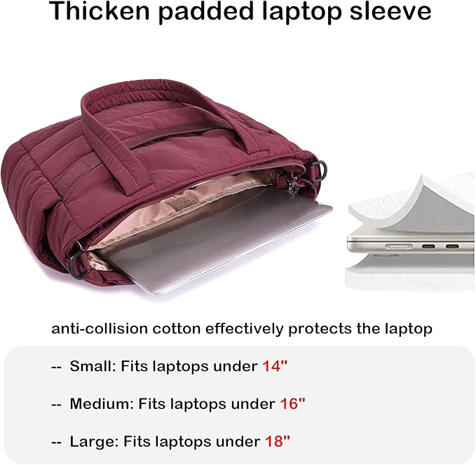 AOCINA Puffer Tote Bag for Women Quilted Work Bag Nurse Bags Women's Shoulder Handbags for Travel Gym Gifts Laptop Purse