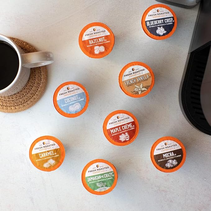 Fresh Roasted Coffee, The Great Eight, Flavored Coffee Pod Variety Pack, K-Cup Compatible, 96 Count