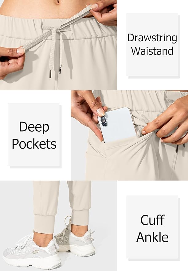 SANTINY Women's Joggers Pants Pockets Drawstring Running Sweatpants for Women Lounge Workout Jogging