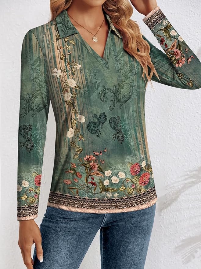 3/4 Length Sleeve Womens Tops Dressy Casual V Neck Polo Shirts Business Work Blouses 2025 Trendy Tunic Top