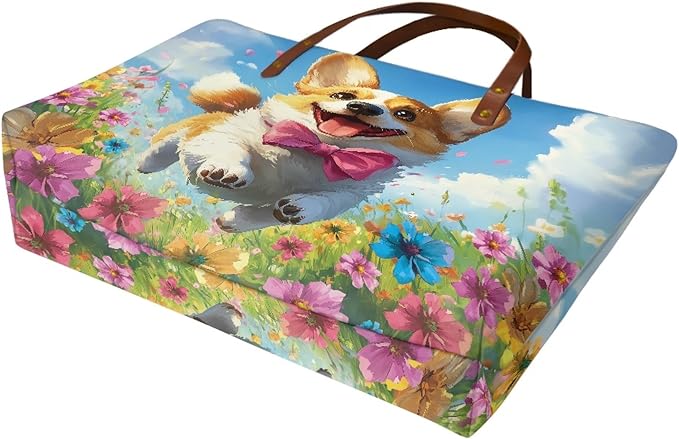 Womens Zip Up Tote Handbag Daisy Print Large Capacity Tote Purse Handbag Big Tote Bag Purse For Work Laptop
