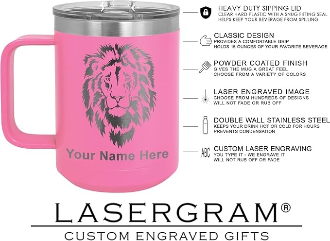 LaserGram 15oz Vacuum Insulated Coffee Mug, CNA Certified Nurse Assistant, Personalized Engraving Included (Pink)