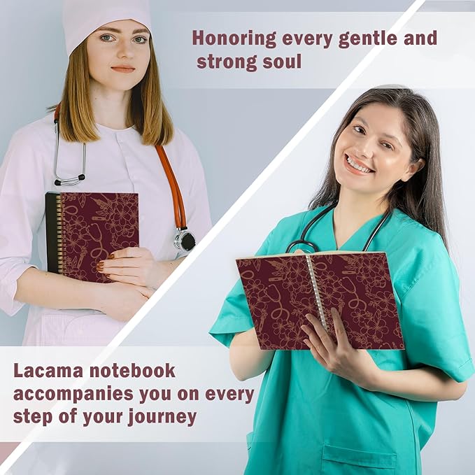 Lacama Nursing Notebook, Nurse Gifts for Women, Nursing Student Graduation Gifts, Nurse Appreciation Gifts, Nurses Week Gifts, A5 Stethoscope Flower Spiral Notebook, Office School Supplies