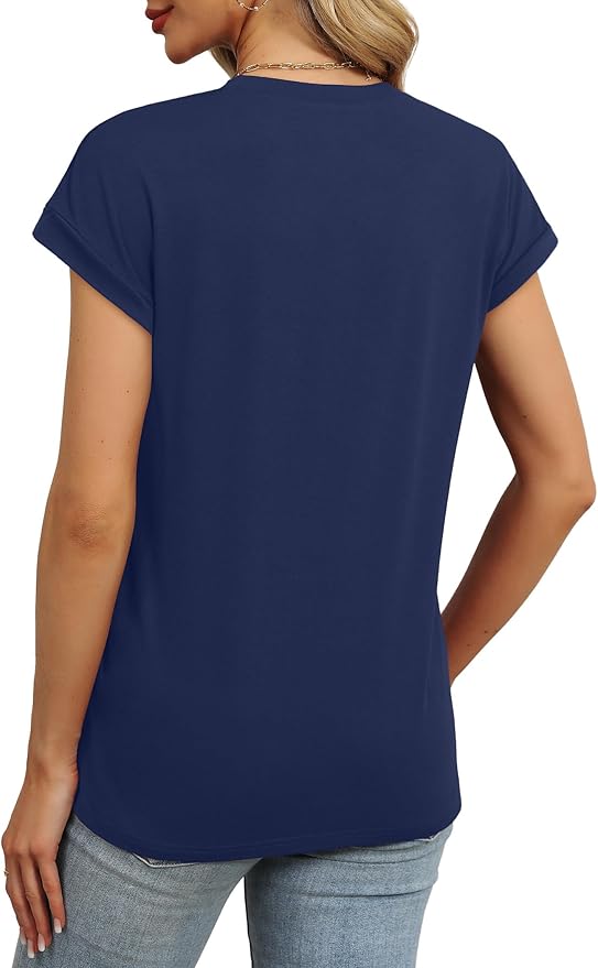 WEESO Womens Summer Tops Trendy 2026 Cap Sleeve T Shirts Crew Neck Pleated Front Beach Vacation Clothes Fashion