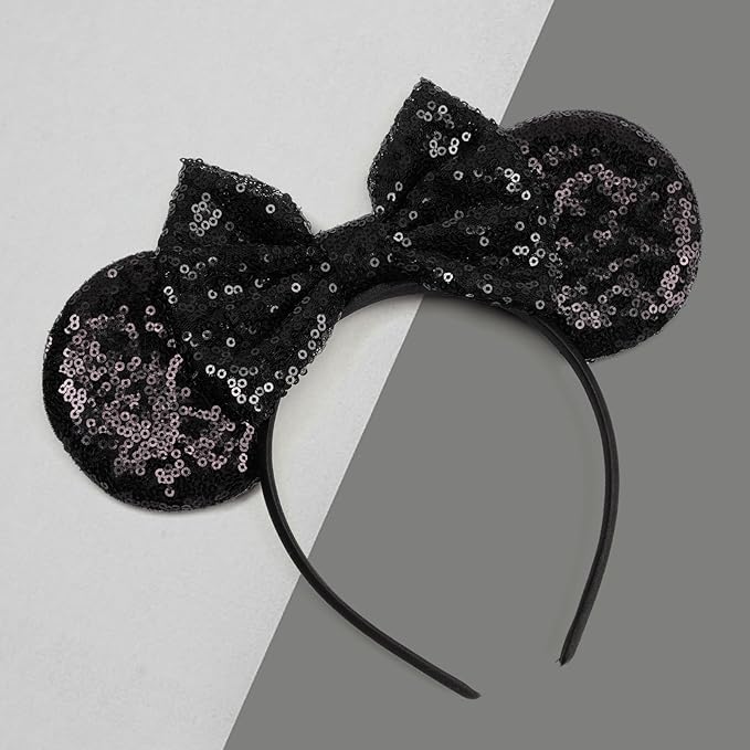 bianbaistar Sparkle Mouse Ears，Classic Black Sequin Mouse Ears Headband for Adults and Other Lovely Users,Holiday Party or Amusement Park Accessory
