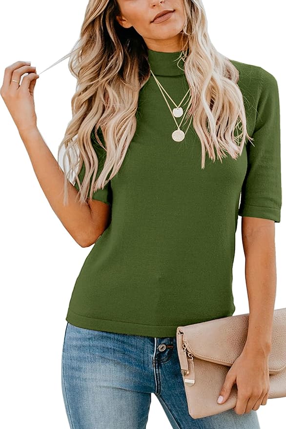 LETSRUNWILD Business Casual Tops for Women Dressy Cute Tops Mock Turtleneck Tshirts Shirts