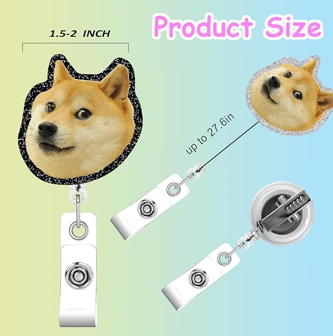 Dog Animal Badge Reel 2pack Retractable Funny Cute Badge Holder withvet tech ID Clip Name Tag Card Tag Card Badge Clip Acrylic Accessories Gifts Nurse