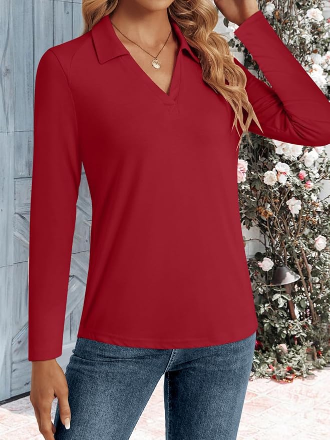 3/4 Length Sleeve Womens Tops Dressy Casual V Neck Polo Shirts Business Work Blouses 2025 Trendy Tunic Top